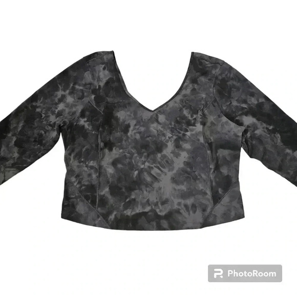 Lululemon Align Long Sleeve Cropped Shirt Tie Dyed Black Gray - Picture 2 of 10